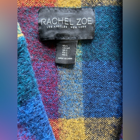 Rachel Zoe Multicolor Plaid Wool Blend Coat Size Small - Picture 4 of 6